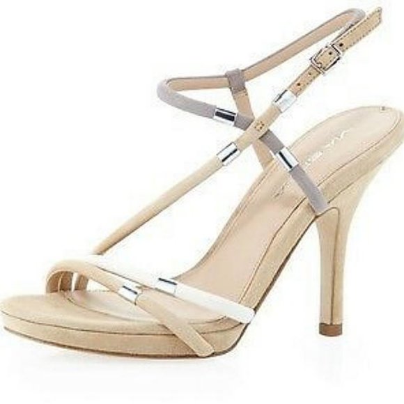 NIB VIA SPIGA GENE SOFT SUEDE STRAPPY Ankle Strap SANDALS HEELS 9.5 - Picture 1 of 8
